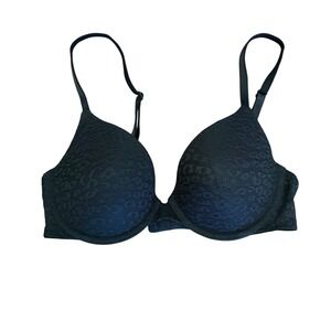 PINK Victoria's Secret Black Lace Wear Everywhere T-Shirt Bra Lightly Lined 34B